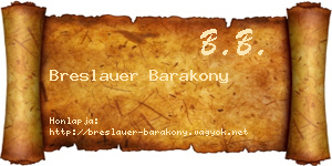 Breslauer Barakony névjegykártya